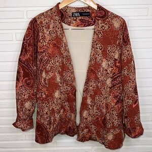 Zara Moroccan Inspired Paisley Printed Quilted Kimono , Women’s Size Medium